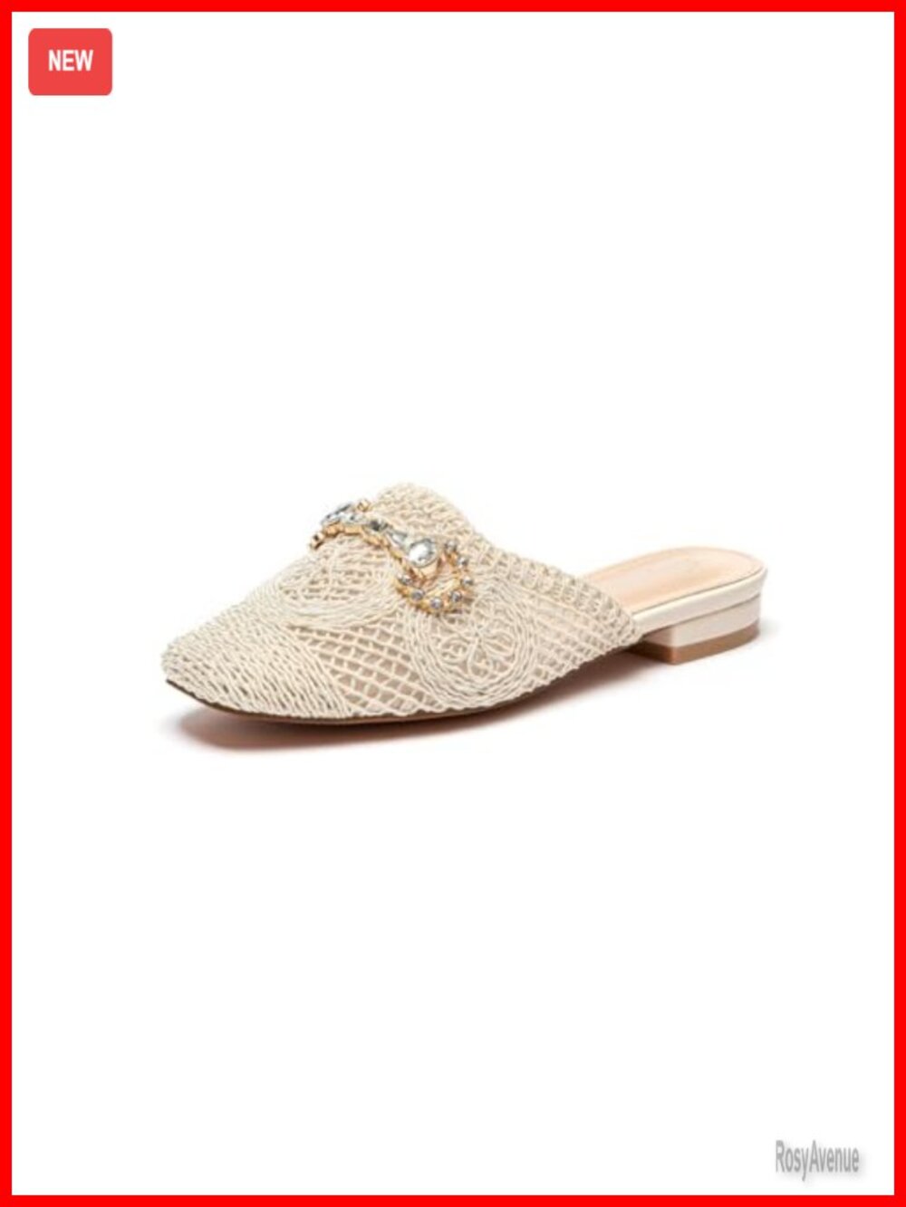Women's Mesh Clogs with Rhinestone Buckle Slip-On Mules Comfort Walking Shoes